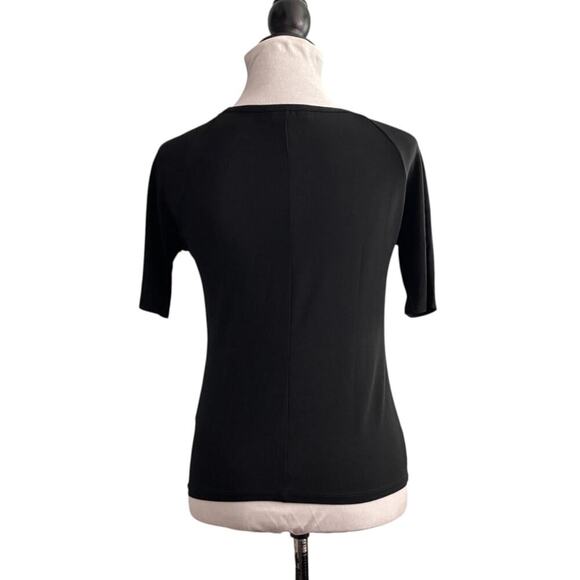 MaxMara V-Neck Short Sleeve Top Black Size Large - Picture 3 of 9